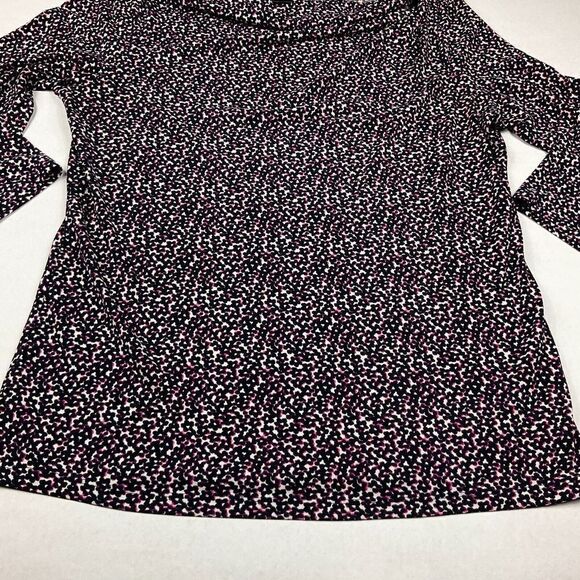 Ann Taylor Cowl Neck Blouse Printed Stretch Business Casual 3/4 Sleeve Top LARGE - Picture 2 of 11
